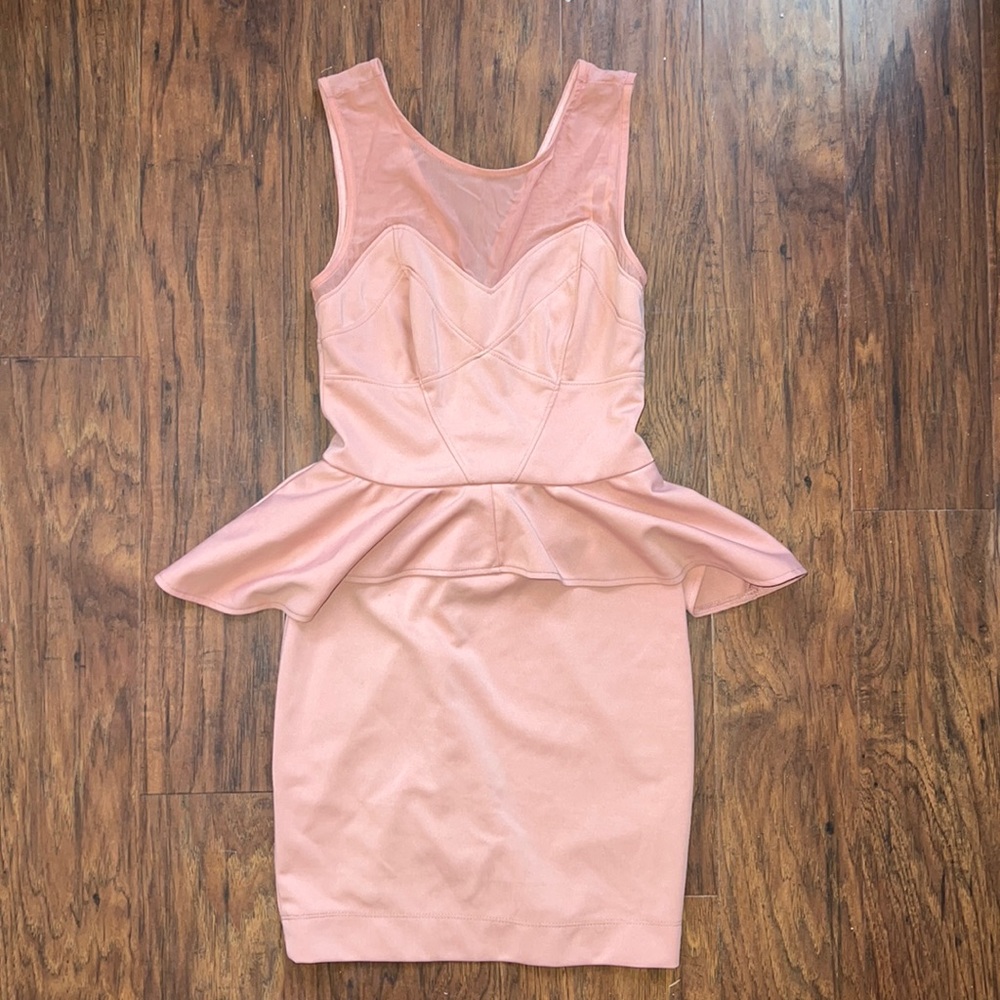 Arden B Pink/Muave Peplum Dress